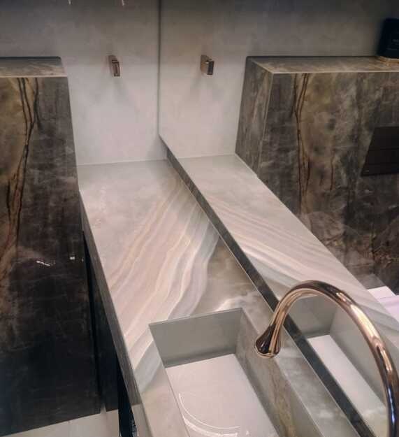 Badezimmernarbeitsplatten aus Keramik Franko Onyx Grey
