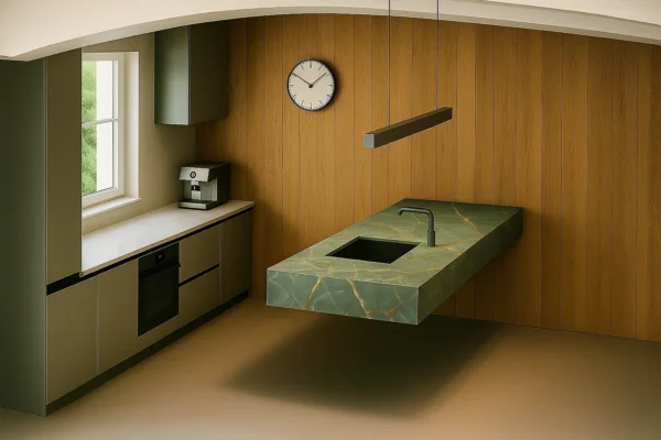 Schwebende Kücheninsel Arbeitsplatte aus Keramik - Franko Skytherra