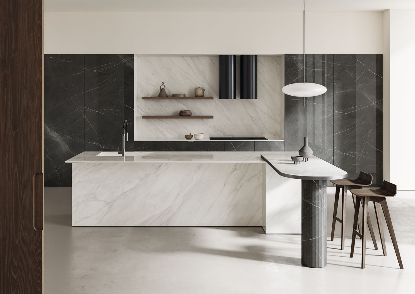 Großkeramikplatten 330 x 184 cm Franko Calacatta Jewel White für Arbeitsplatte und Verkleidung