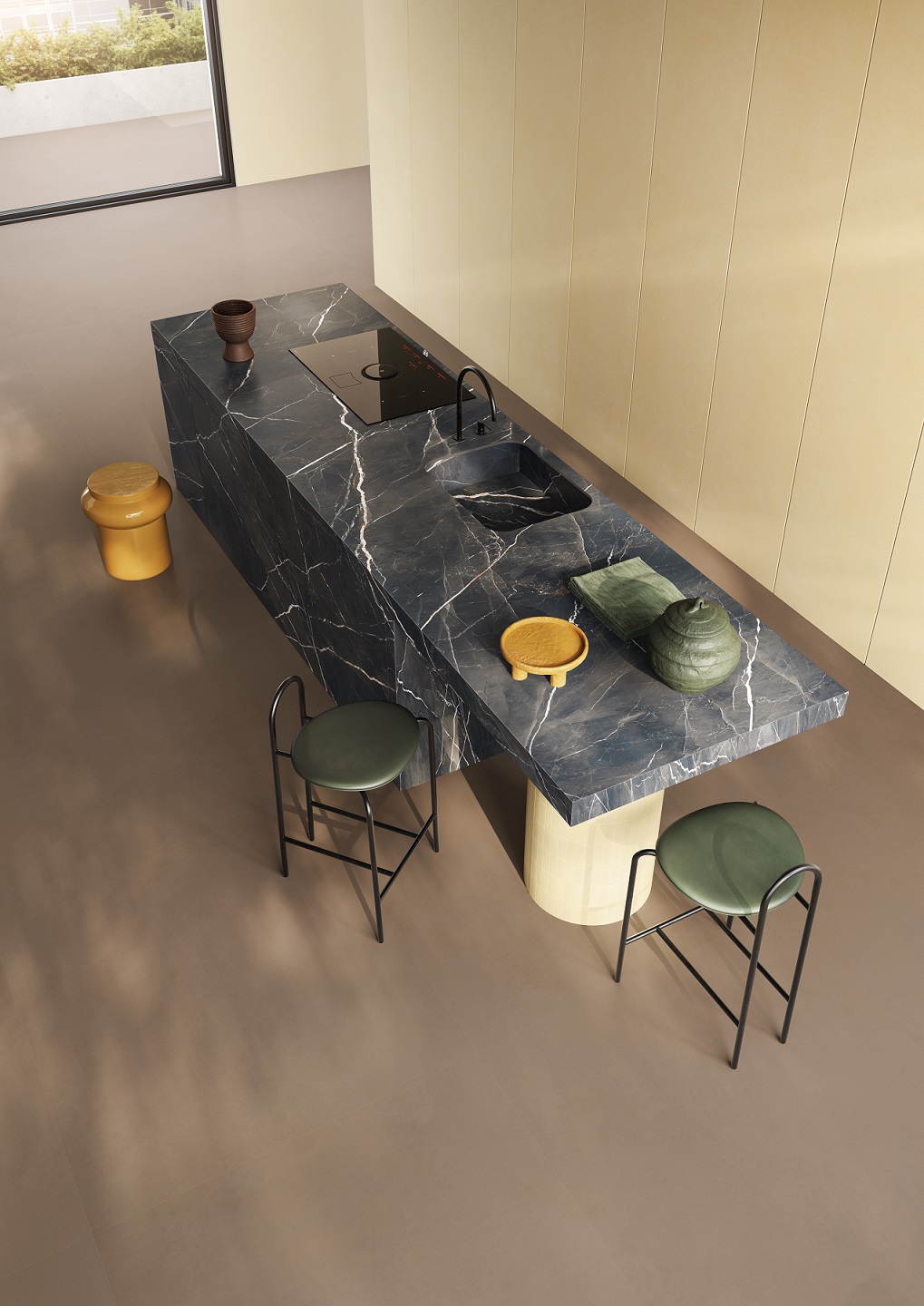 Großkeramikplatten 320 x 160 cm Franko Calacatta Nero für Arbeitsplatte und Verkleidung