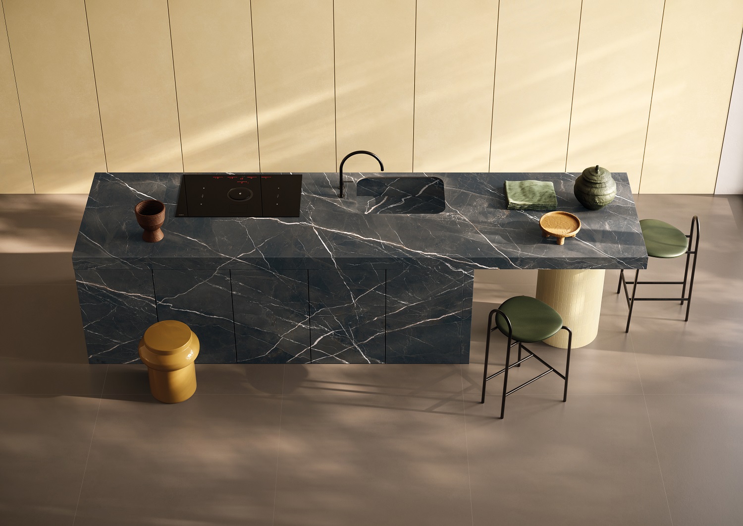 Großkeramikplatten 320 x 160 cm Franko Calacatta Nero für Arbeitsplatte und Verkleidung