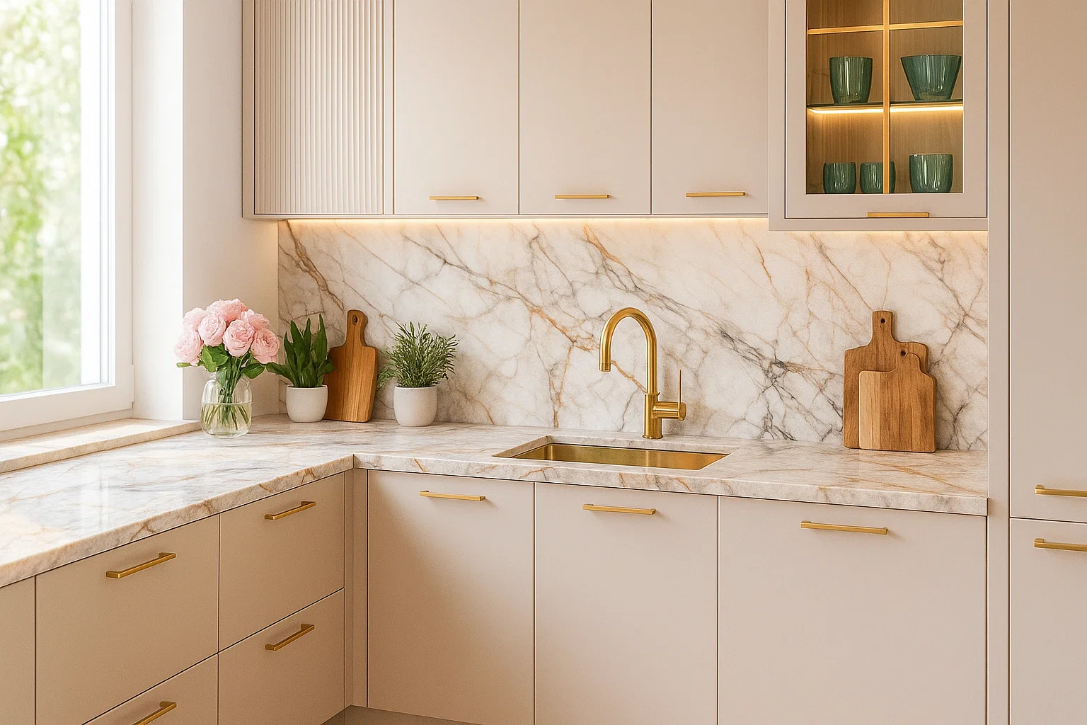 Neolith Calacatta Luxe küchenarbeitsplatte aus Keramik nach Maß, Weiß – Poliert