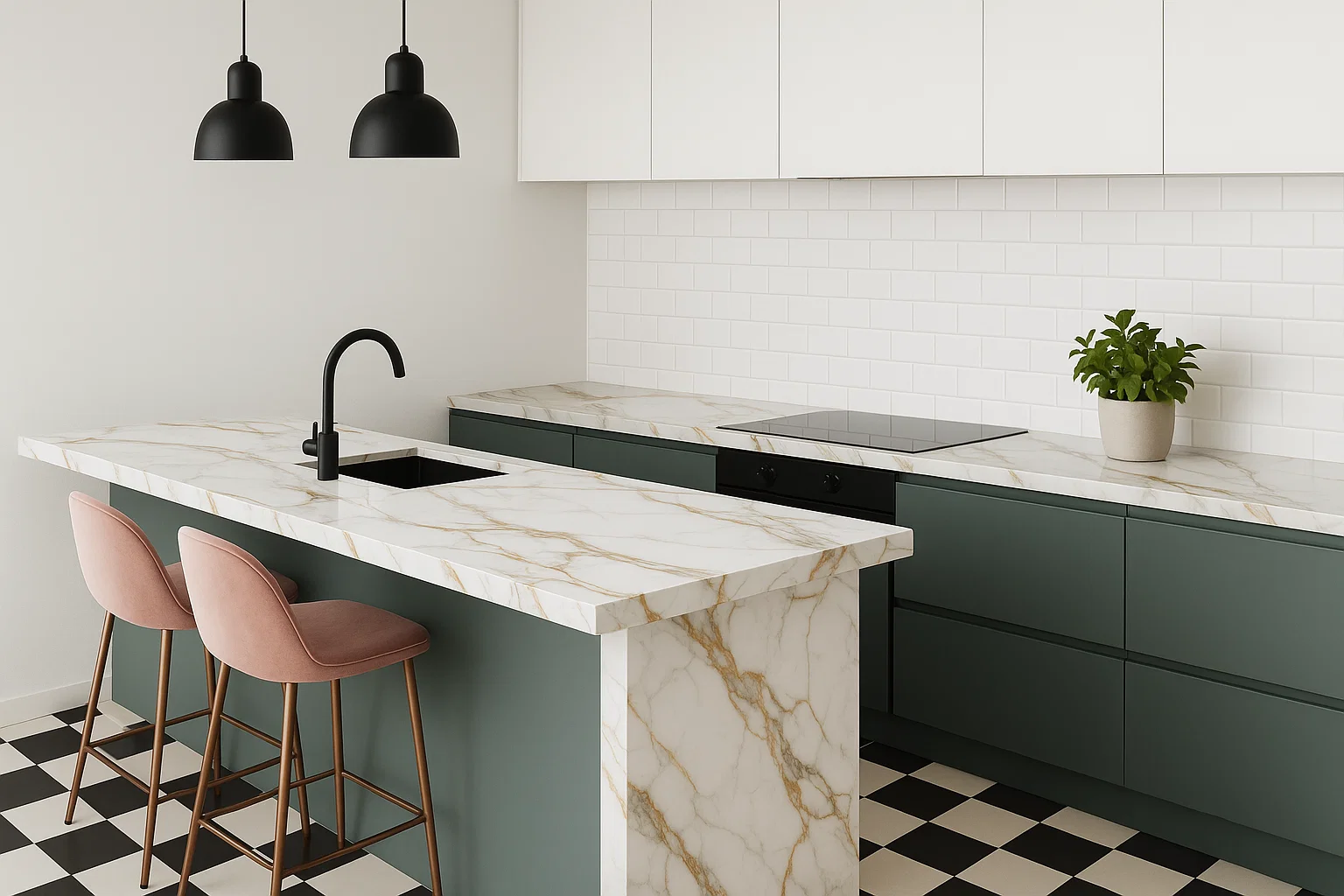 Neolith Calacatta Roma küchenarbeitsplatte aus Keramik nach Maß, Weiß – Silk