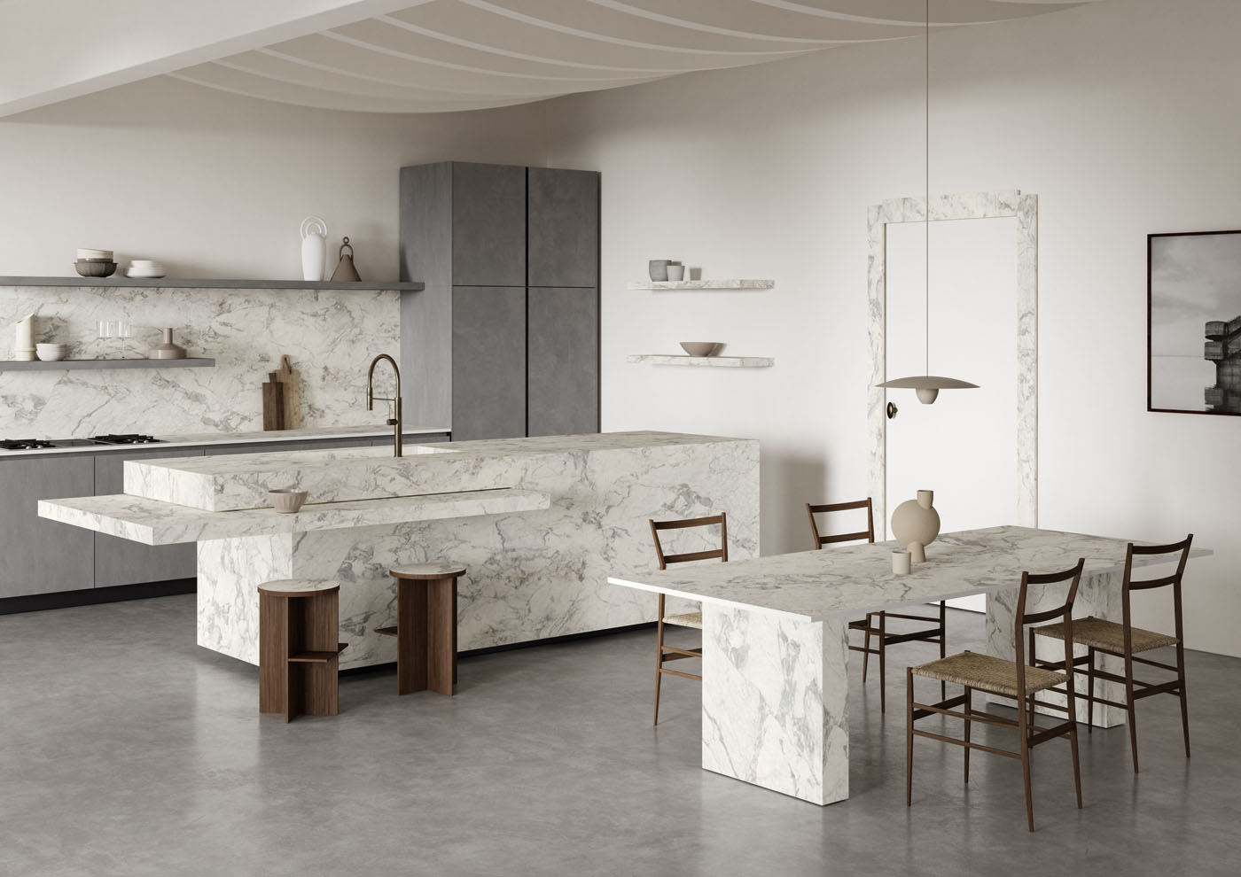 Großkeramikplatten 324 x 163 cm Franko Statuario Splendido für Arbeitsplatte und Verkleidung