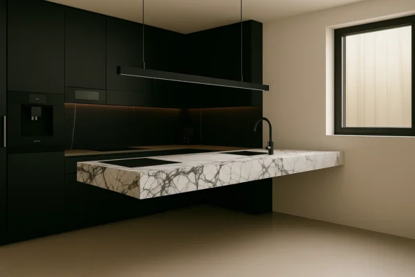 Schwebende Kücheninsel Arbeitsplatte aus Keramik - Franko Levithra