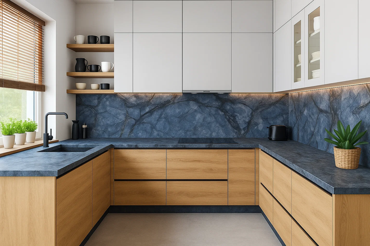 Küchenarbeitsplatte aus Keramik nach Maß, Blau – Franko Blu Marino – poliert
