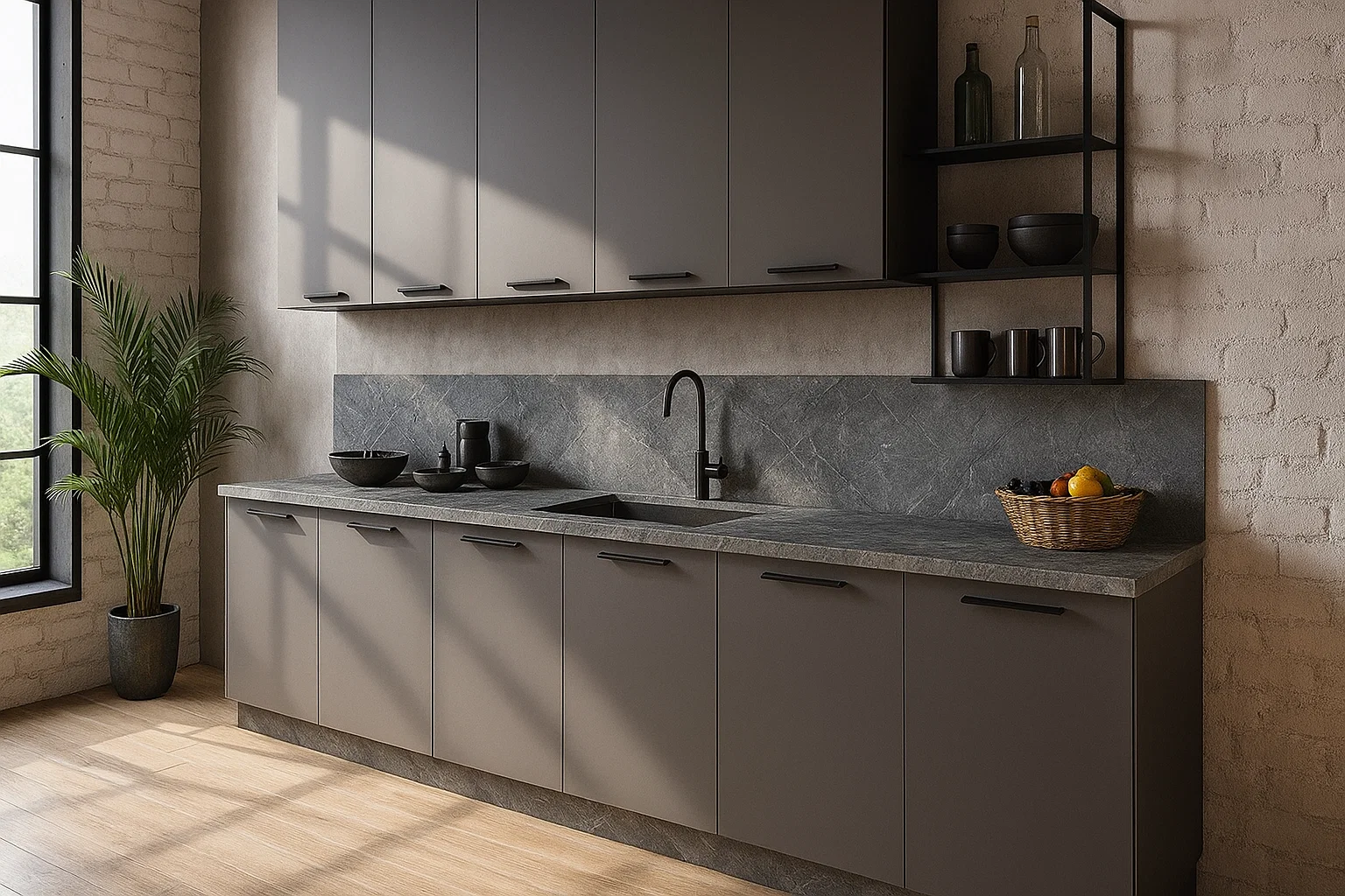 Küchenarbeitsplatte aus Keramik nach Maß, Grau, Silber – Franko Grigio Atlantico – matt