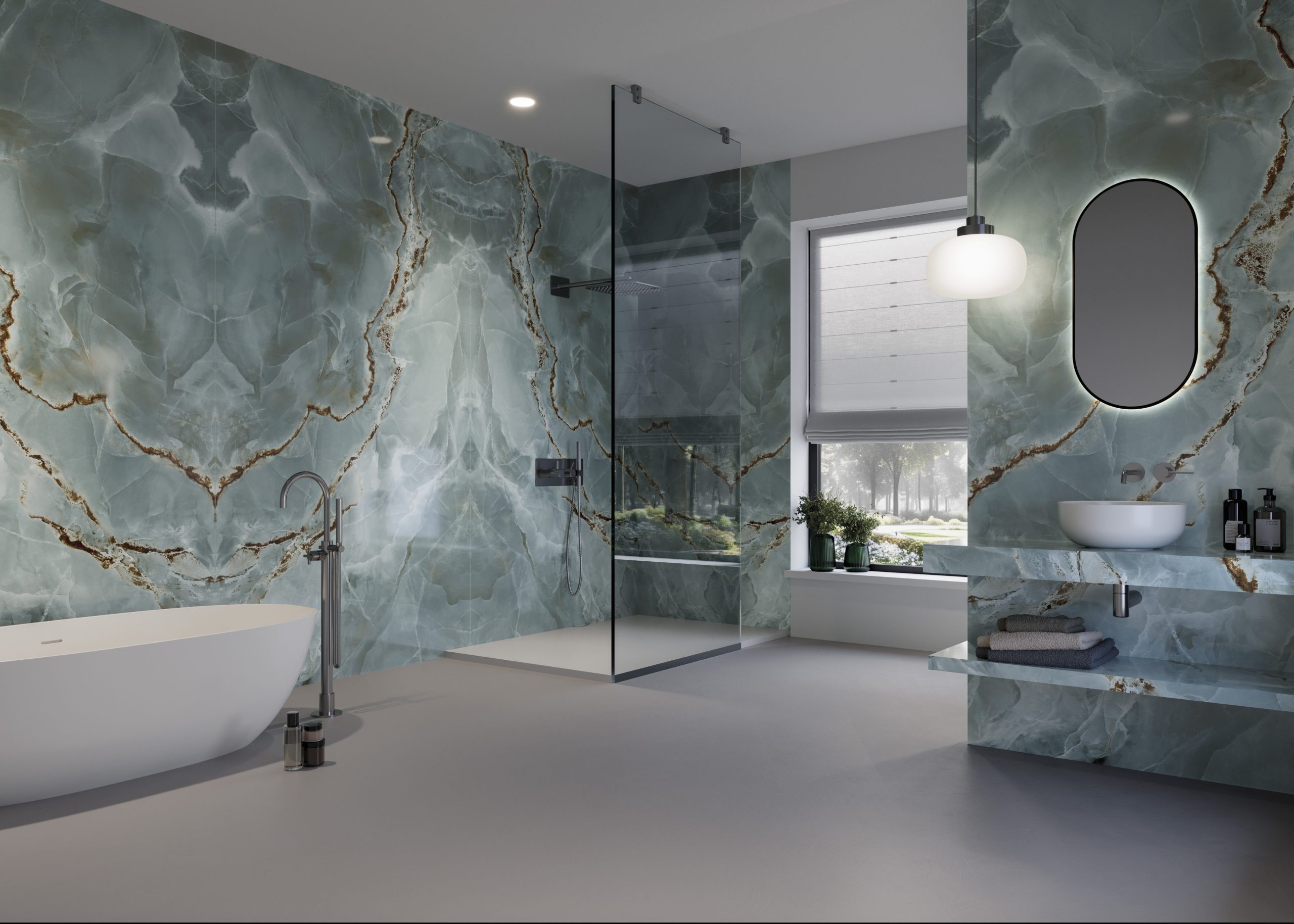 Großkeramikplatten 320 x 160 cm Franko Emerald Onyx für Arbeitsplatte und Verkleidung