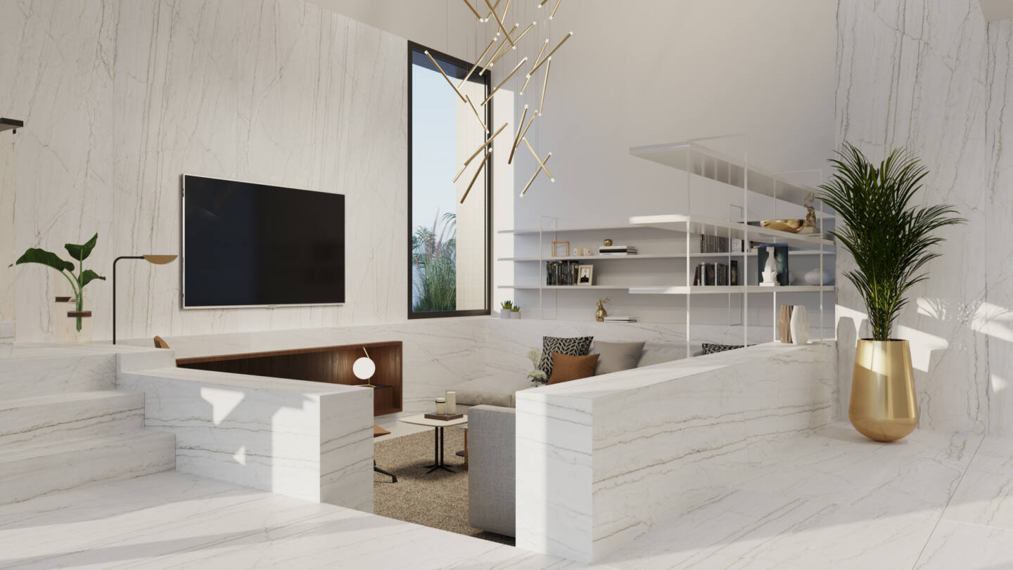 Küchenrückwand (Spritzschutz) aus Keramikplatte Dekton Neural – velvet