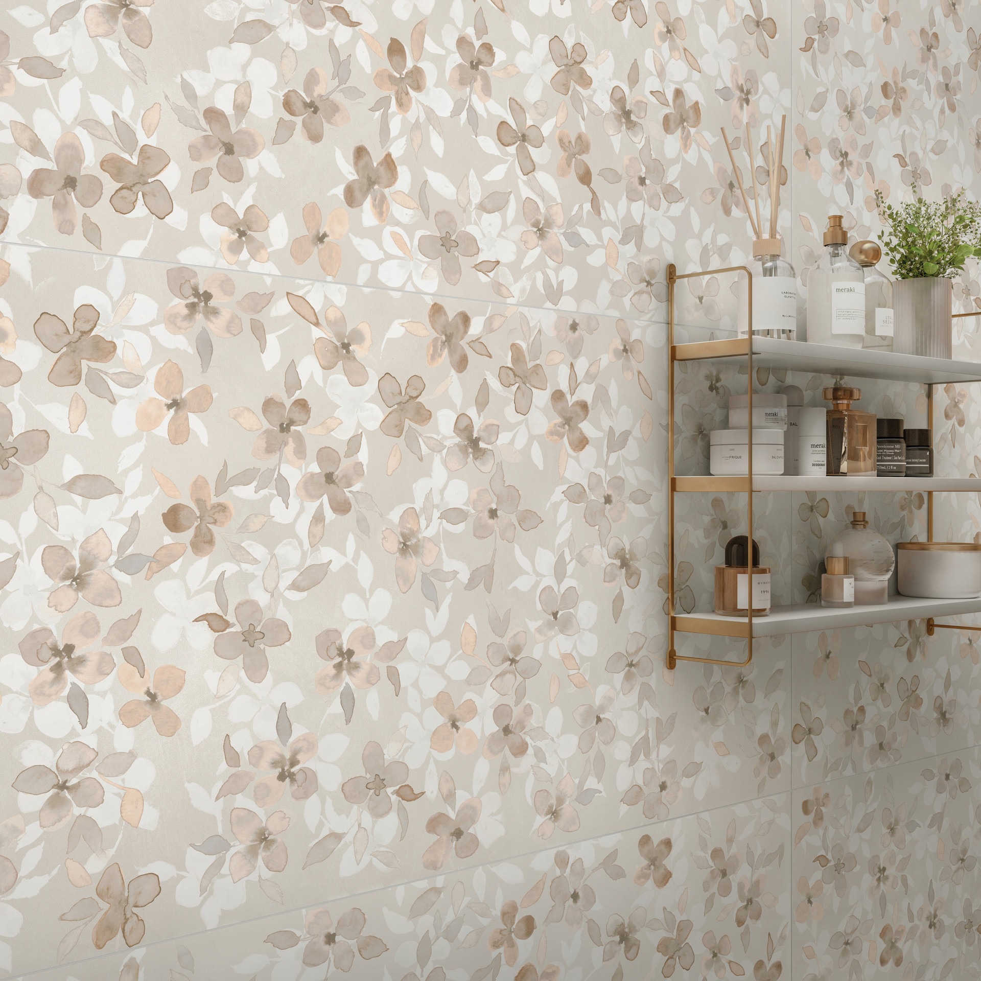 Großformatfliese Mirage Papier Camille Gold 120x278cm 6 mm