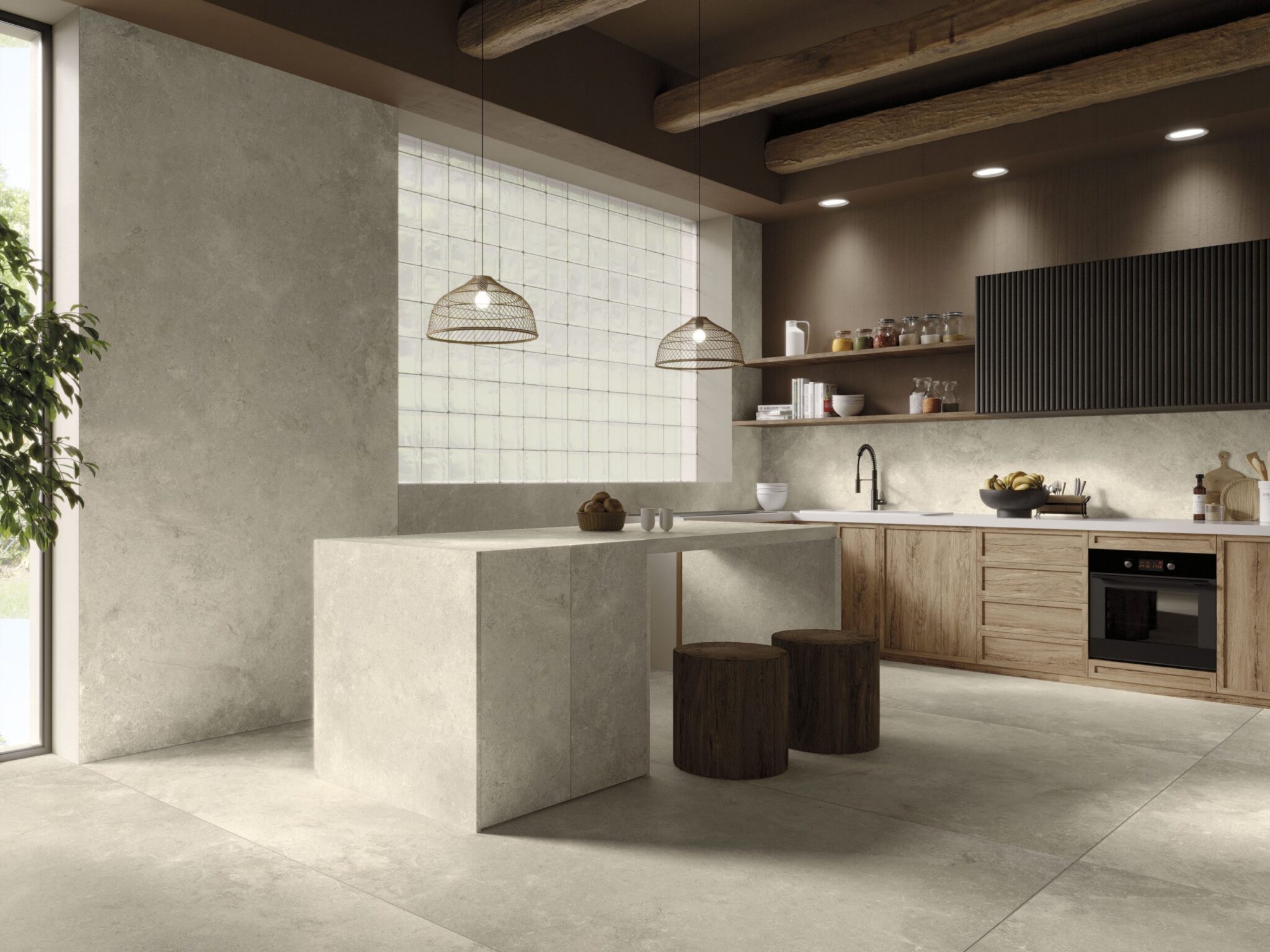 Großkeramikplatten 320 x 160 cm Franko Pietra Perlato für Arbeitsplatte und Verkleidung