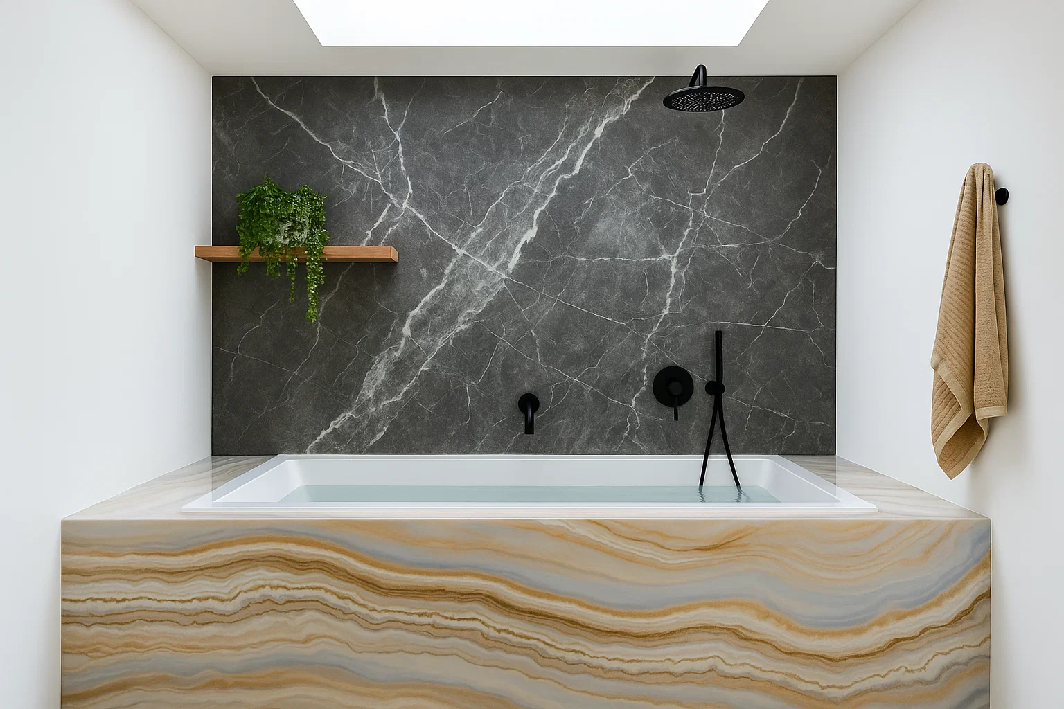 Badewannenverkleidung aus Franko-Keramik, nach Maß gefertigt, Modell Salumea