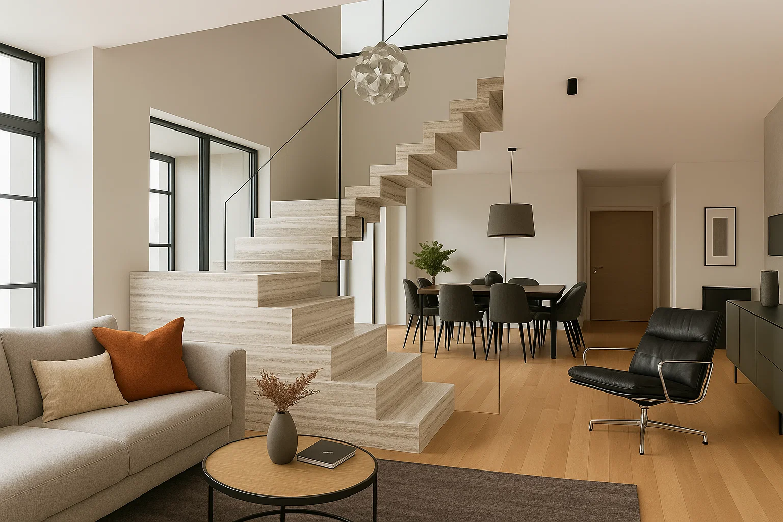 Treppe mit zwei Podesten nach Maß aus Keramik Franko – individuell geplant und gefertigt