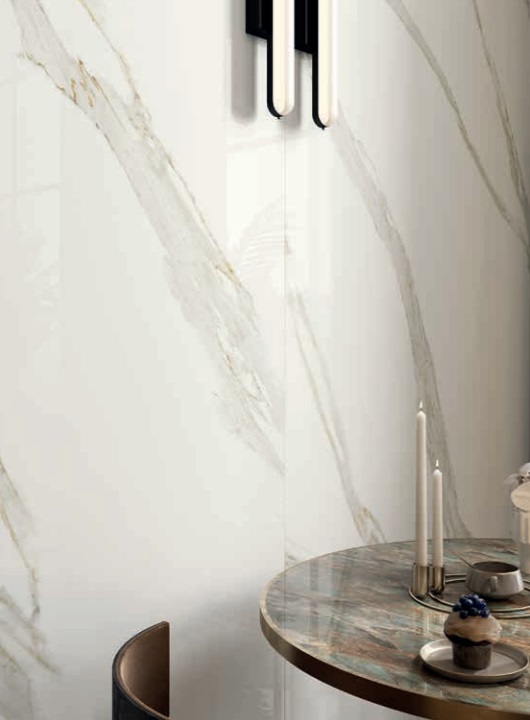 Großformatfliese Mirage Jewels JW02 Calacatta Reale 120x278cm oder 160x320 cm 6 mm
