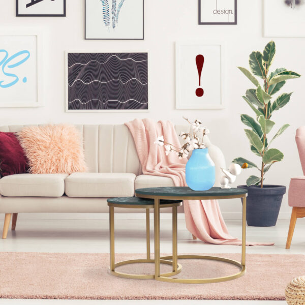 Tisch Franko Mindoro aus Keramik Verde Alpi Ø60 & Ø40