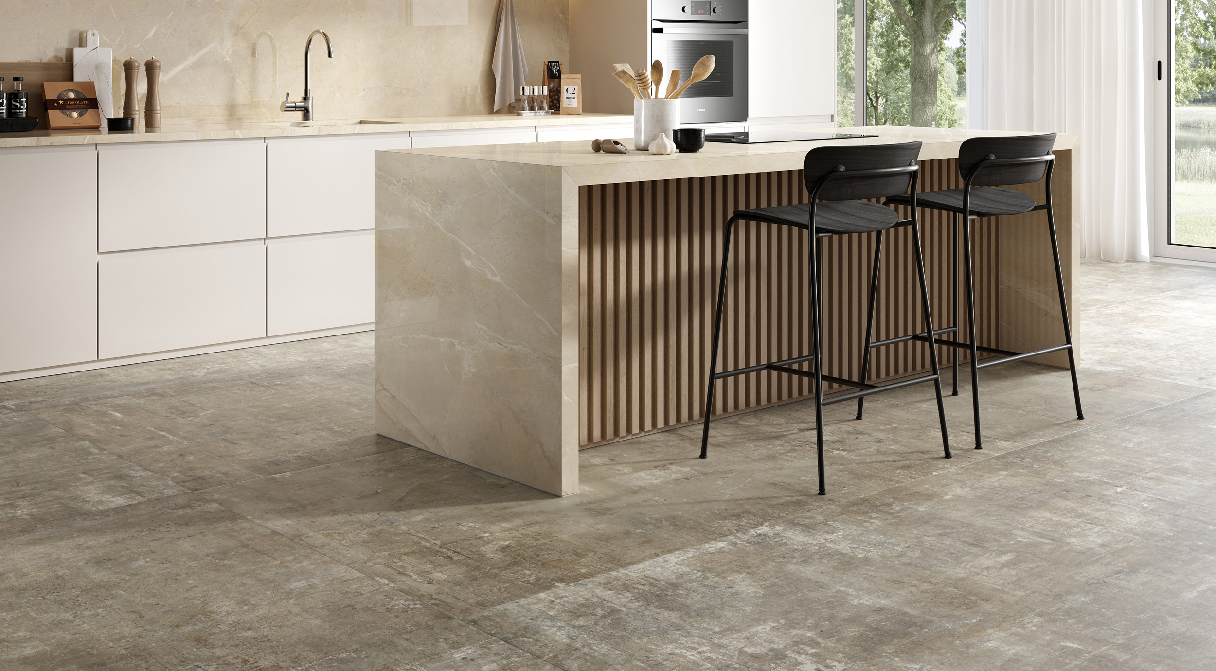 Großformatfliese Rondine Murales Beige 120x280cm 6 mm