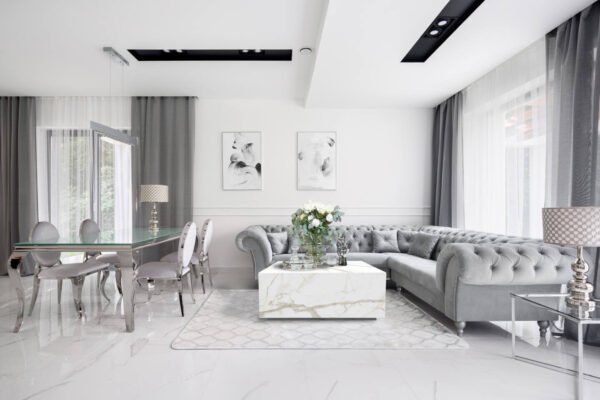 Tisch Franko Neyo aus Franko Keramik Calacatta Oro Venato 90×90