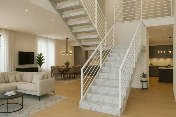 Klassische Podesttreppe nach Maß aus Keramik Franko – individuell geplant und gefertigt