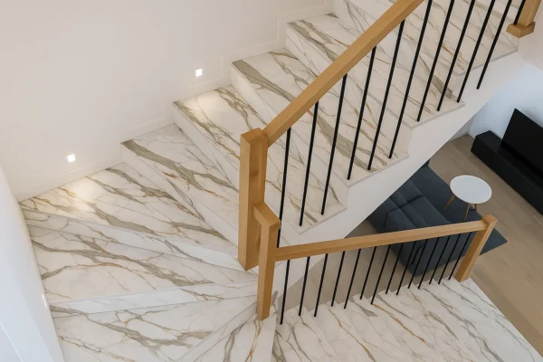 Halbgewendelte Treppe nach Maß aus Keramik Franko – individuell geplant und gefertigt
