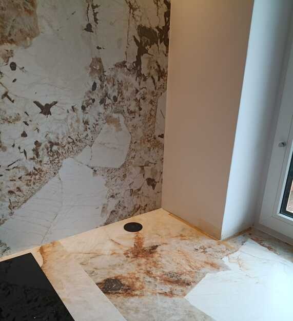 Küchenarbeitsplatten und Wandverkleidungen aus Laminam Marmo Patagonia Bianco Extra