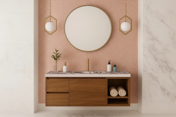 Keramik-Waschtisch mit integriertem Waschbecken und Unterschrank Franko Astravyn nach Maß