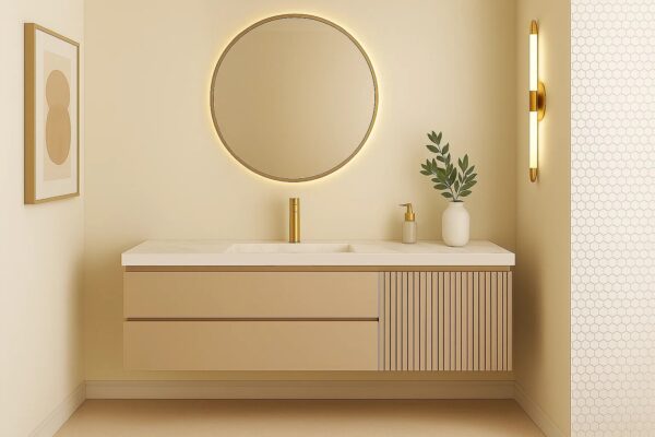 Keramik-Waschtisch mit integriertem Waschbecken und Unterschrank Franko Celestra nach Maß