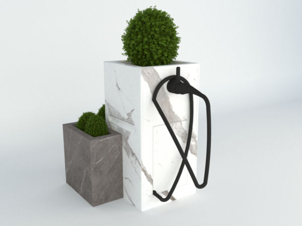 Diebstahlschutz Wallbox oder Ladeziegel verschließen als Blumentopf 40x40x80cm mit Eckkübel