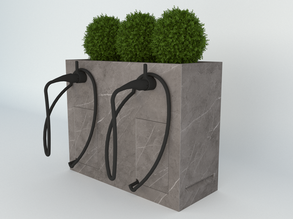 Diebstahlschutz Wallbox oder Ladeziegel verschließen als Blumentopf 100x40x80cm