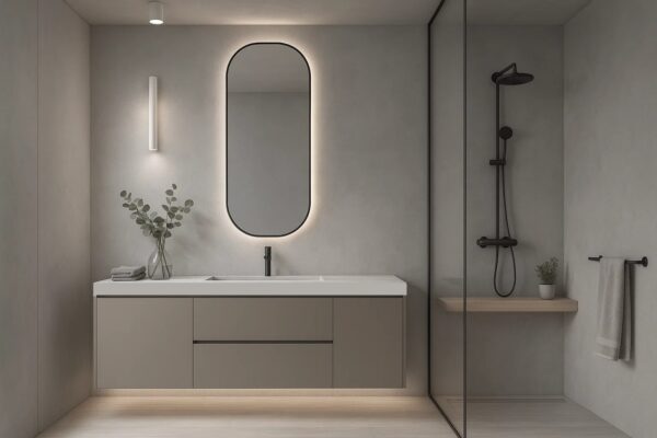 Keramik-Waschtisch mit integriertem Waschbecken und Unterschrank Franko Selvarion nach Maß