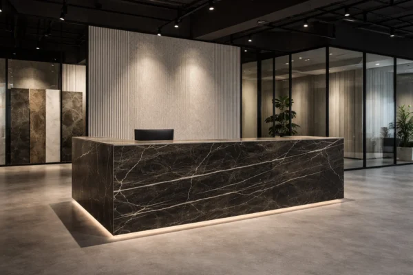 Empfangstheke aus Keramikplatten Franko R11, individuell angepasst