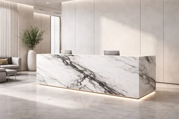 Empfangstheke aus Keramikplatten Franko R3, individuell angepasst