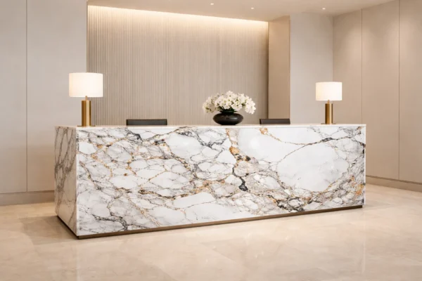 Empfangstheke aus Keramikplatten Franko R4, individuell angepasst