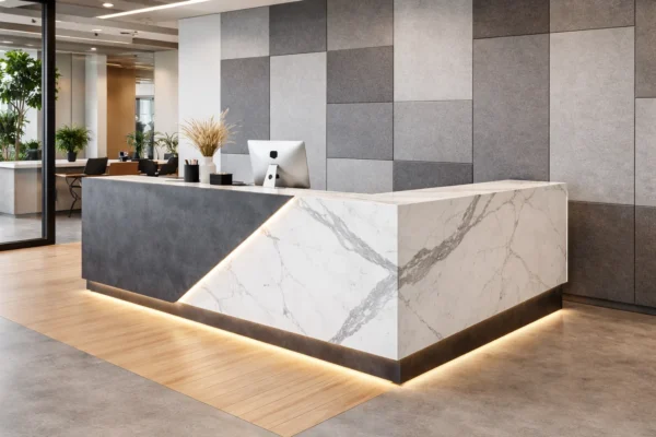 Empfangstheke aus Keramikplatten Franko R9, individuell angepasst