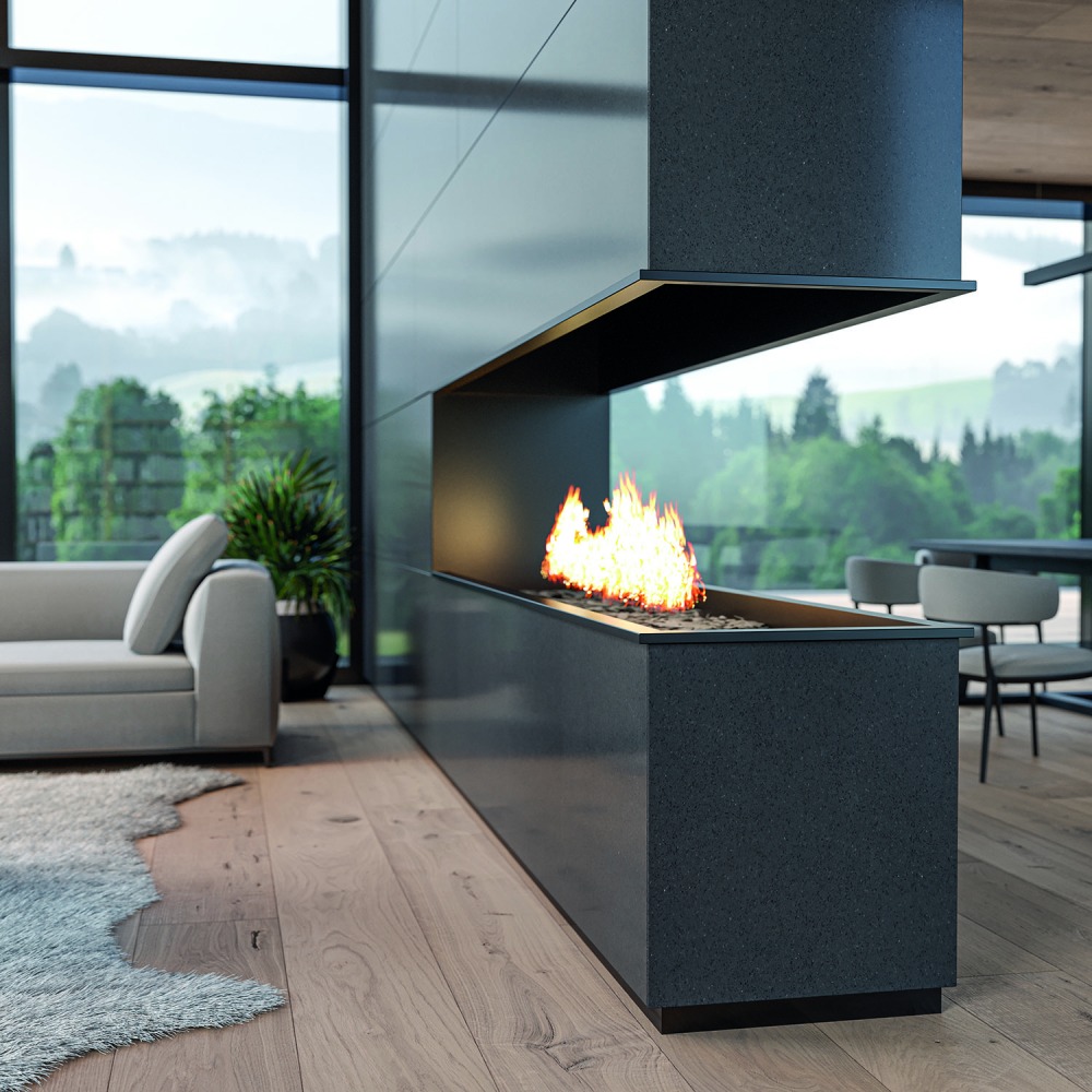 Küchenarbeitsplatte aus Konglomerat nach Maß, Schwarz – Technistone Crystal Anthracite Pure - poliert