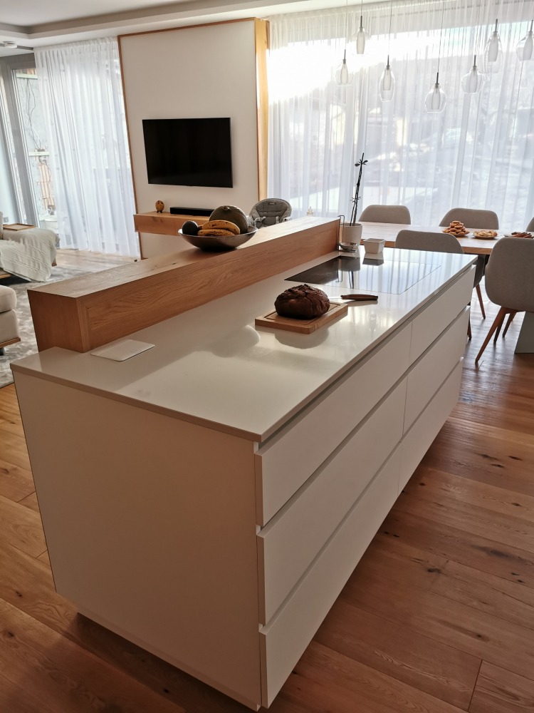 Technistone Crystal Diamond küchenarbeitsplatte aus Konglomerat nach Maß, Weiß – Poliert