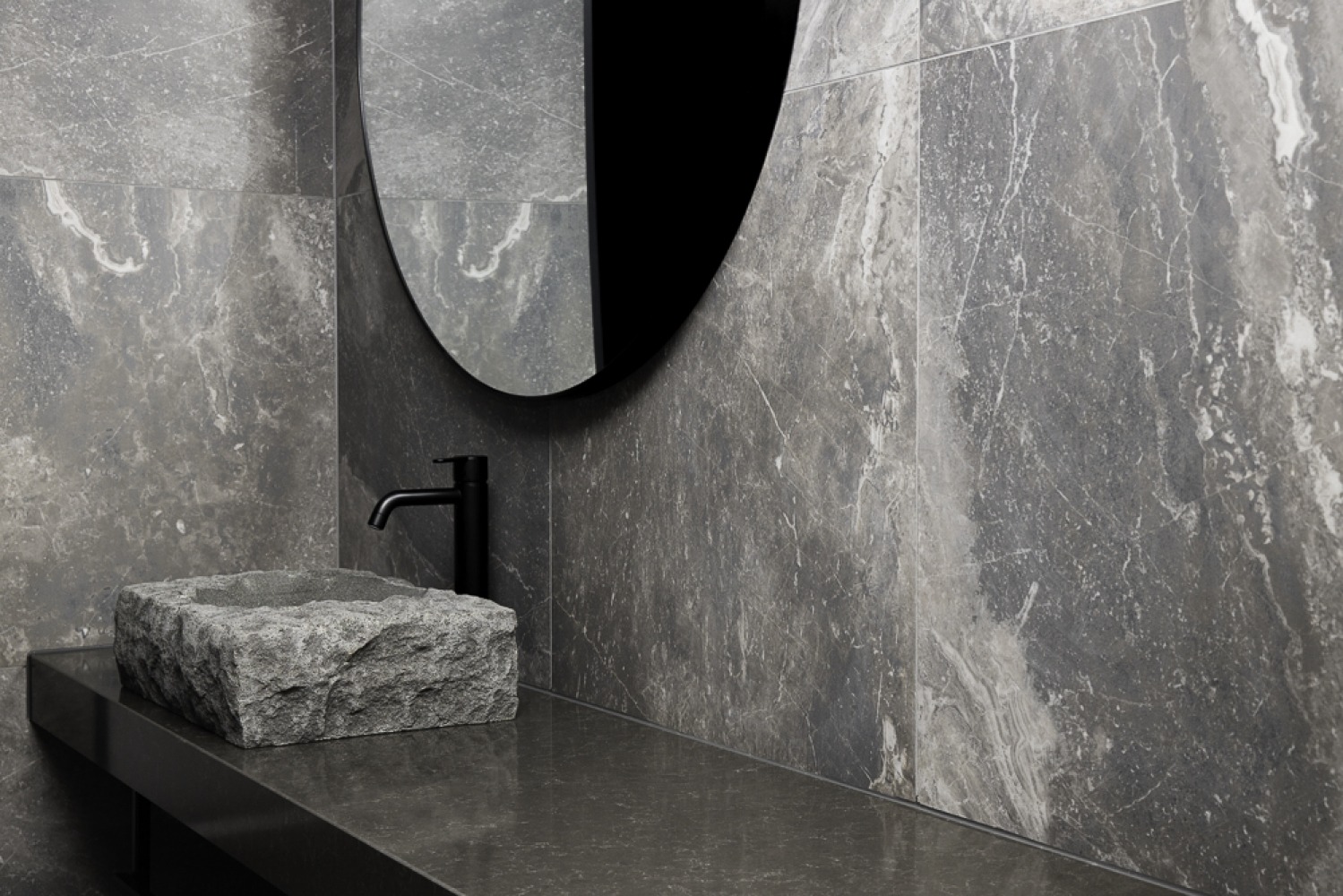 Küchenarbeitsplatte aus Konglomerat nach Maß, Grau – Technistone Noble Pietra Grey - poliert