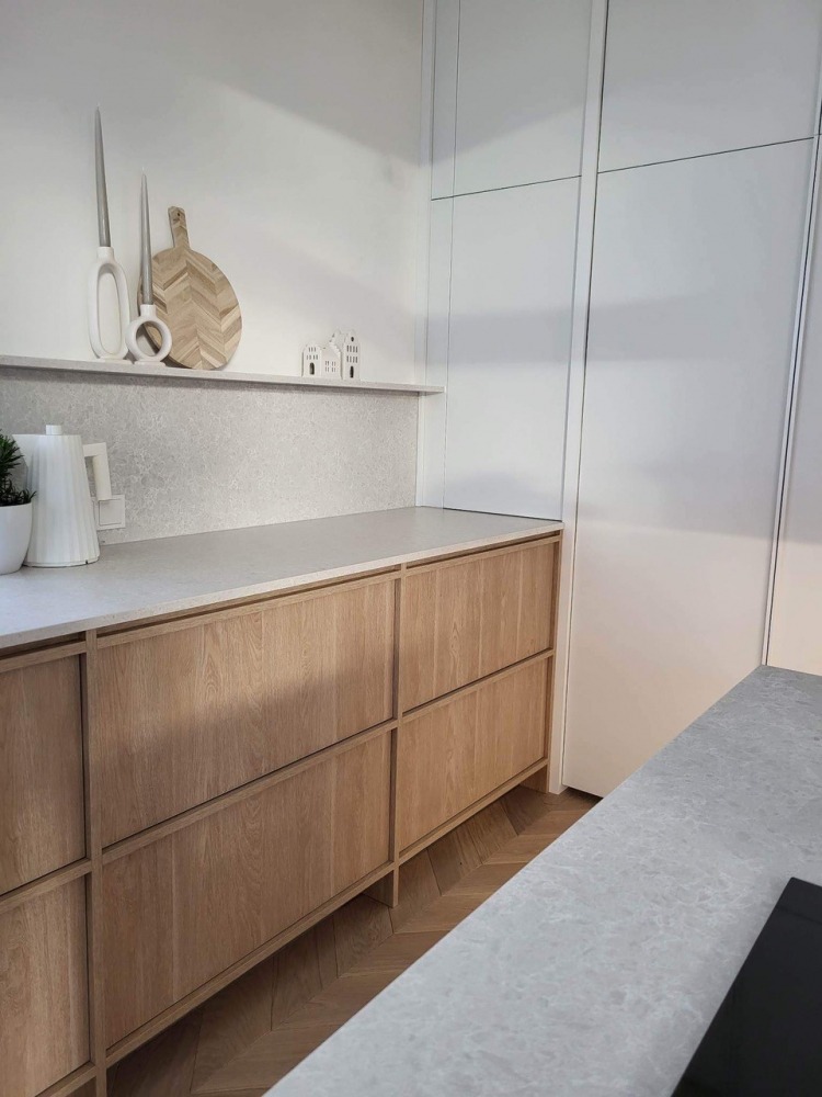 Küchenarbeitsplatte aus Konglomerat nach Maß, Grau – Technistone Noble Quartzite - matt