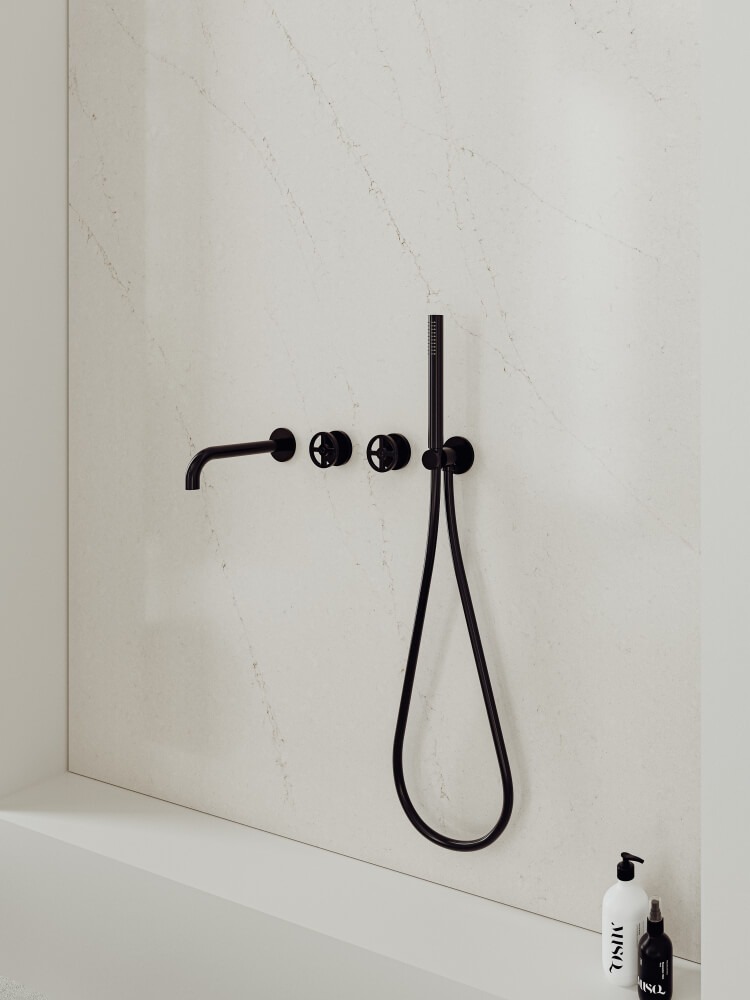 Küchenarbeitsplatte aus Konglomerat nach Maß, Beige – Technistone Mistral White - matt