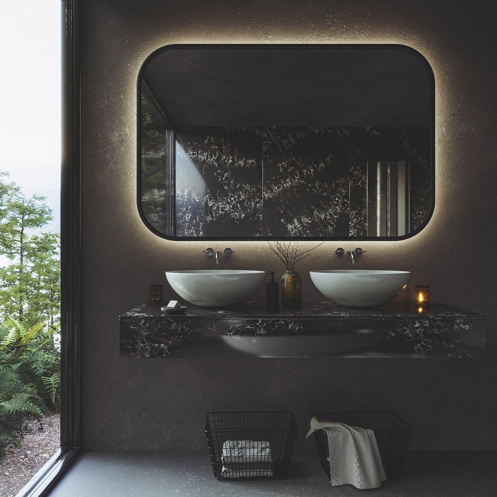 Küchenarbeitsplatte aus Konglomerat nach Maß, Schwarz – Technistone Pearl Delta - poliert