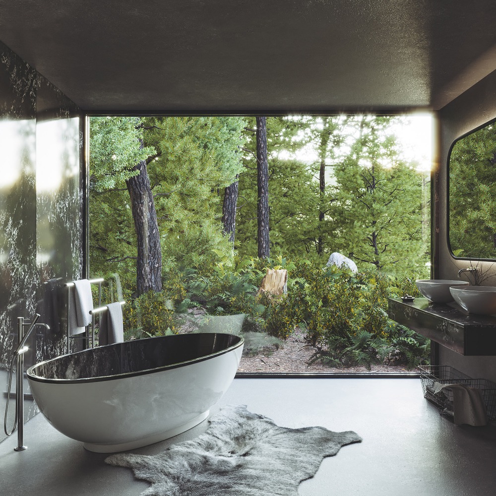 Küchenarbeitsplatte aus Konglomerat nach Maß, Schwarz – Technistone Pearl Delta - poliert