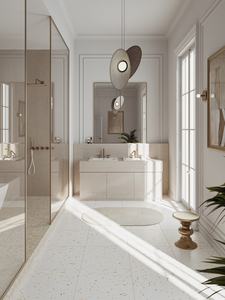 Küchenarbeitsplatte aus Konglomerat nach Maß, Beige – Technistone Taj Mahal Gold - matt