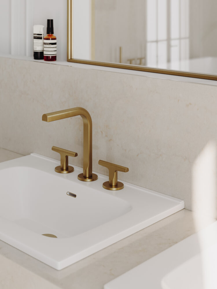 Küchenarbeitsplatte aus Konglomerat nach Maß, Beige – Technistone Taj Mahal Gold - matt