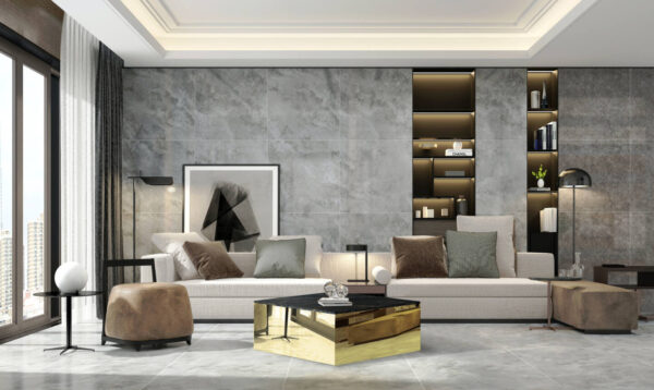 Tisch Franko Mirror aus Franko Keramik Nero Marquina 91x91