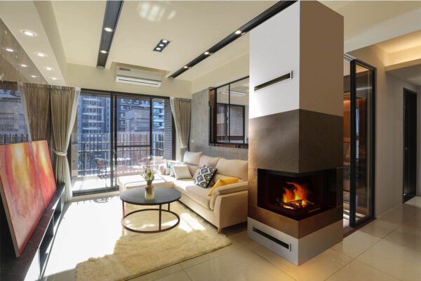 Eckkamin mit Montage, komplett KZS-13,modern, individuell angepasst