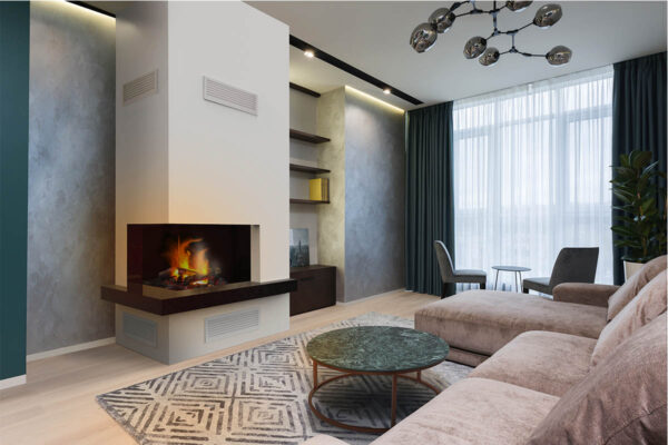 Eckkamin mit Montage, komplett KZS-20,modern, individuell angepasst