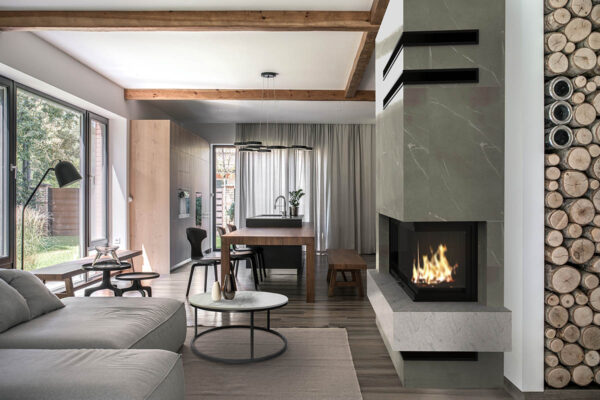 Eckkamin mit Montage, komplett KZS-23,modern, individuell angepasst