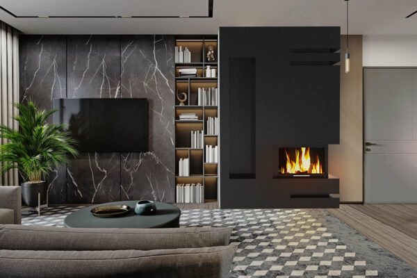 Eckkamin mit Montage, komplett KZS-3,modern, individuell angepasst