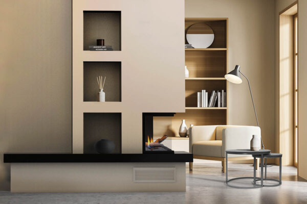 Kamin mit Montage, komplett KZS-31 dreiseitig Panorama, individuell angepasst