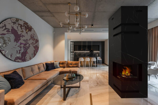 Eckkamin mit Montage, komplett KZS-38,modern, individuell angepasst