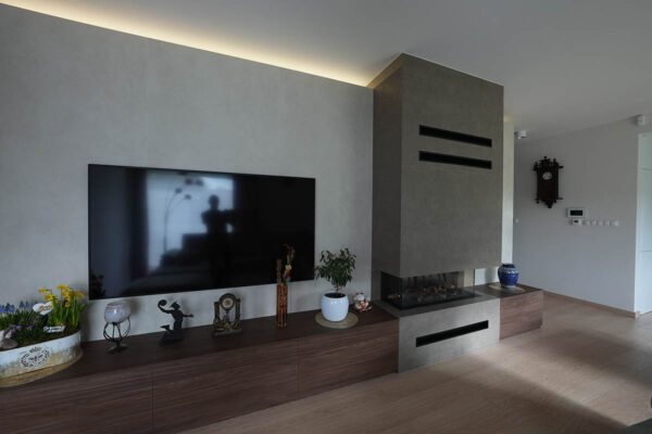 Kamin mit Montage, komplett KZS-73 dreiseitig Panorama, individuell angepasst